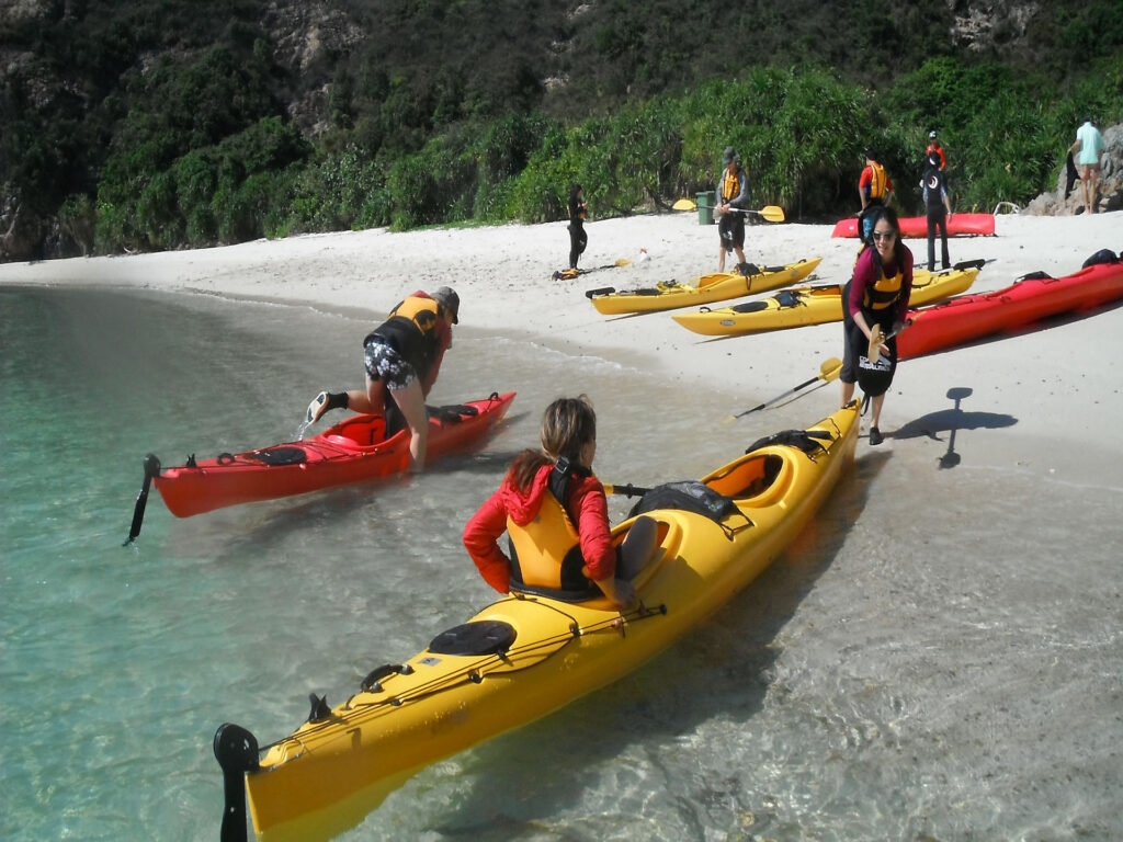 beaching kayaks in Hong Kong